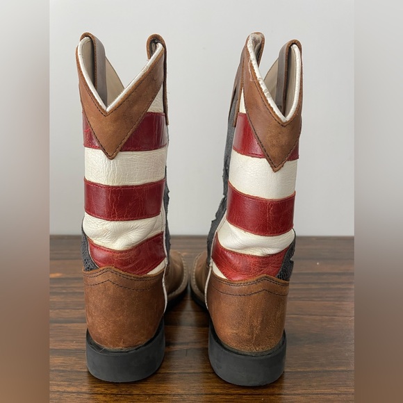 Old West, 11 little kid, American Flag square toe cowboy country western boots - Picture 4 of 12